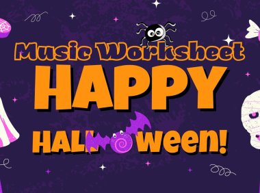 萬聖節的小蜘蛛,蜘蛛=音符,蛛網=五線譜